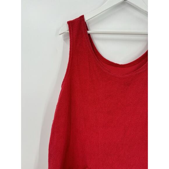 Glorias Fashion Vintage Dress Womens Large Red Terry Cloth Sleeveless Swim Cover - Picture 3 of 12
